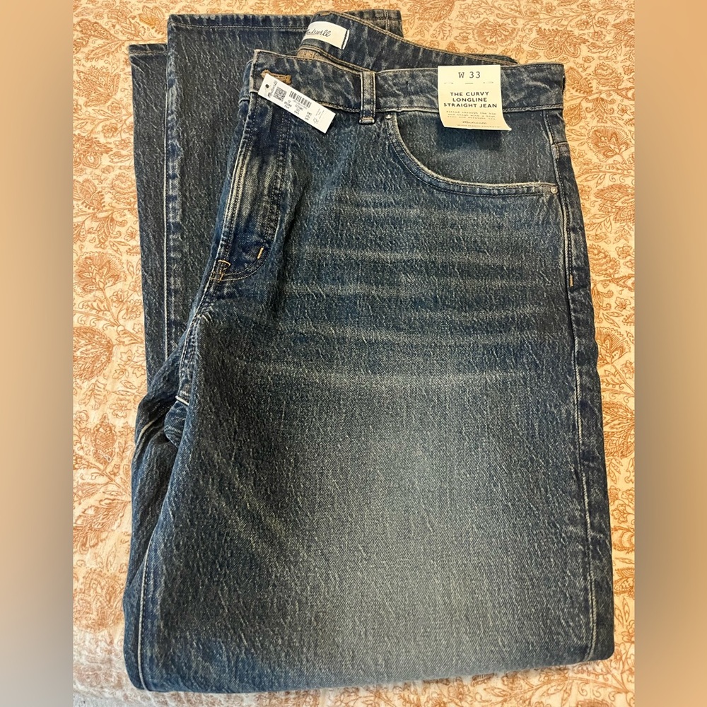 Madewell Curvy Longline Straight Jean in Greendale Wash